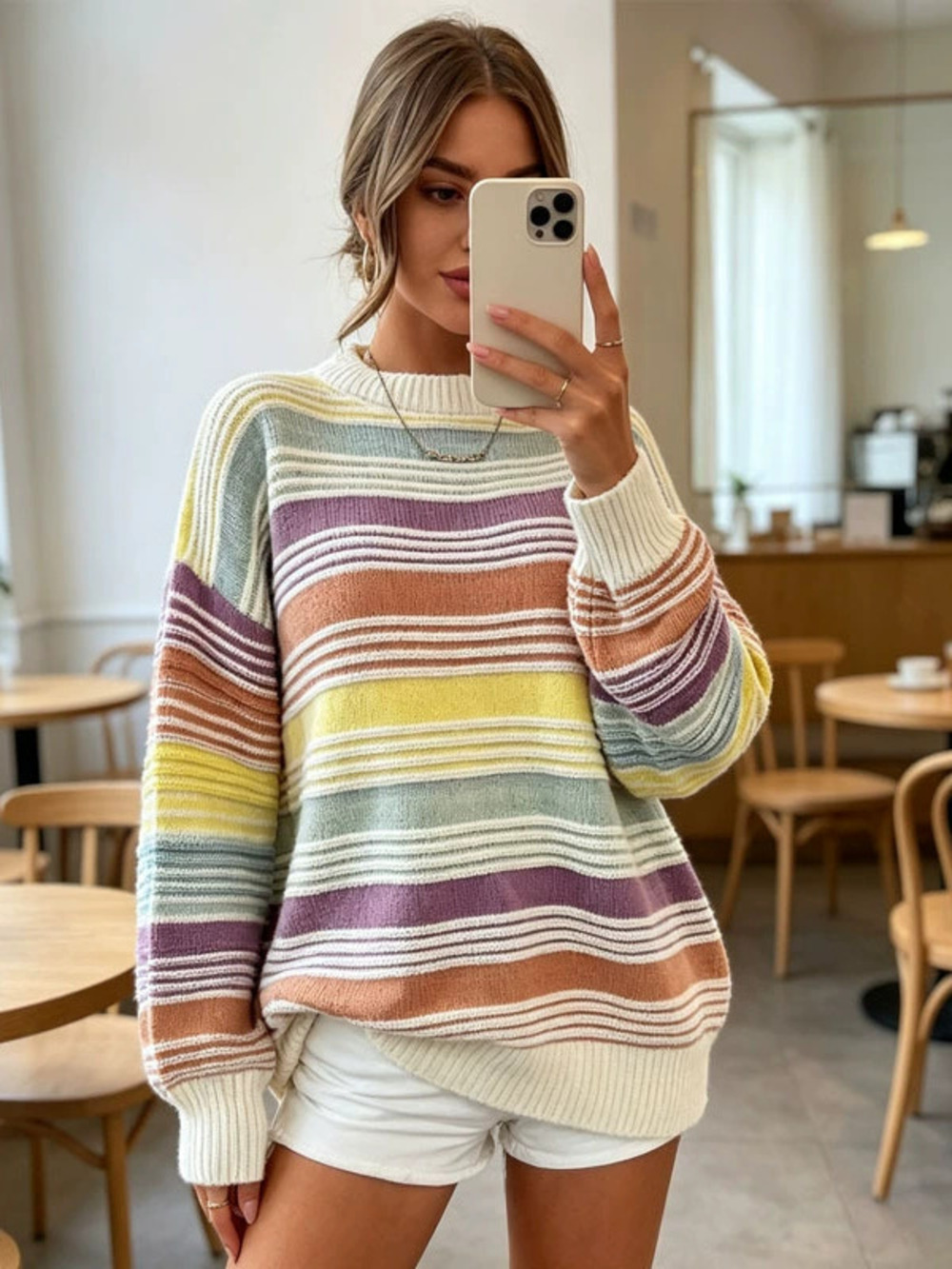ZARA Fall Rainbow Colorblock Pullover Sweater Retro Oversized Exclusive